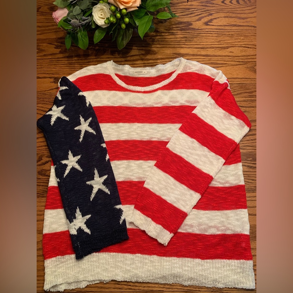 ANDTHEWHY brand patriotic sweater. Size M/L.